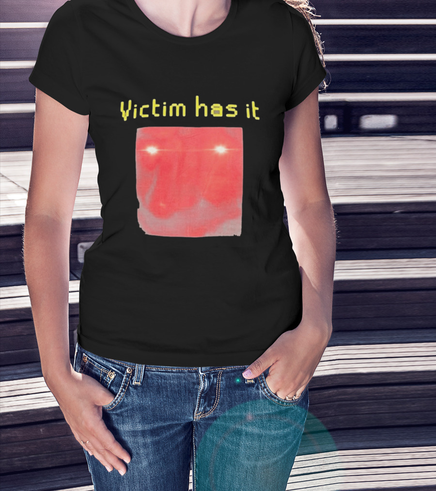 Victim Has It Bright Red Square Eyelights T-Shirt