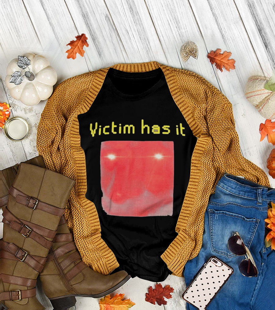 Victim Has It Bright Red Square Eyelights T-Shirt