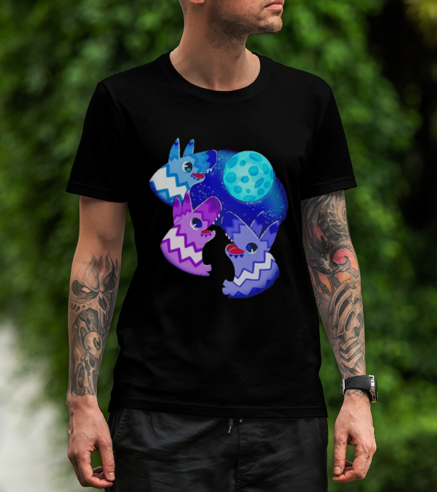 Pinata Dogs Howling At The Moon Blue Zigzag T-Shirt