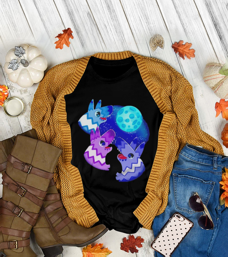 Pinata Dogs Howling At The Moon Blue Zigzag T-Shirt