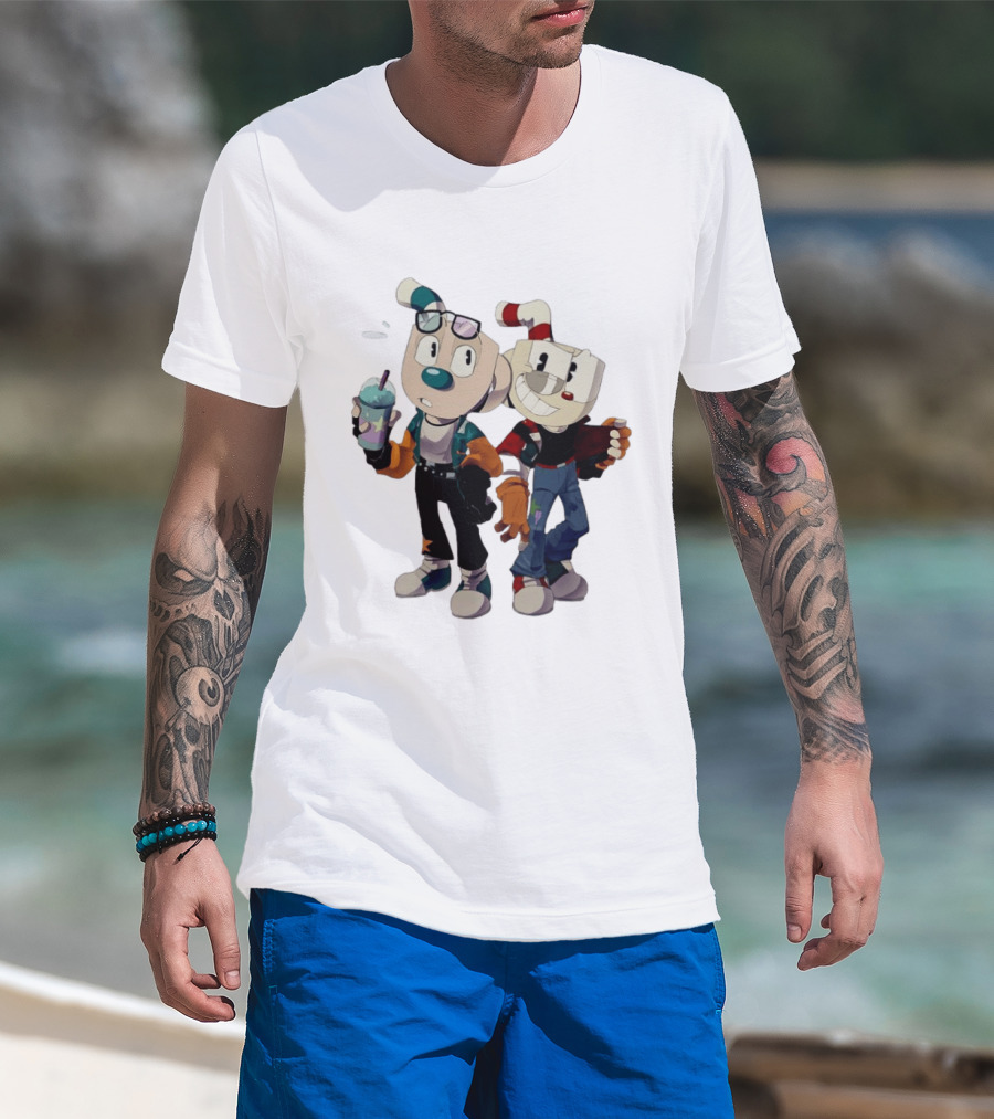 Cuphead And Man Cool Style Characters From Cuphead Video Game T-Shirt