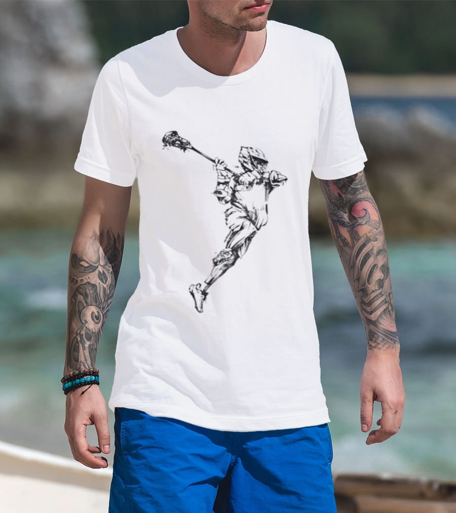 Lacrosse Athlete Dynamic Shot Preparation In Action T-Shirt
