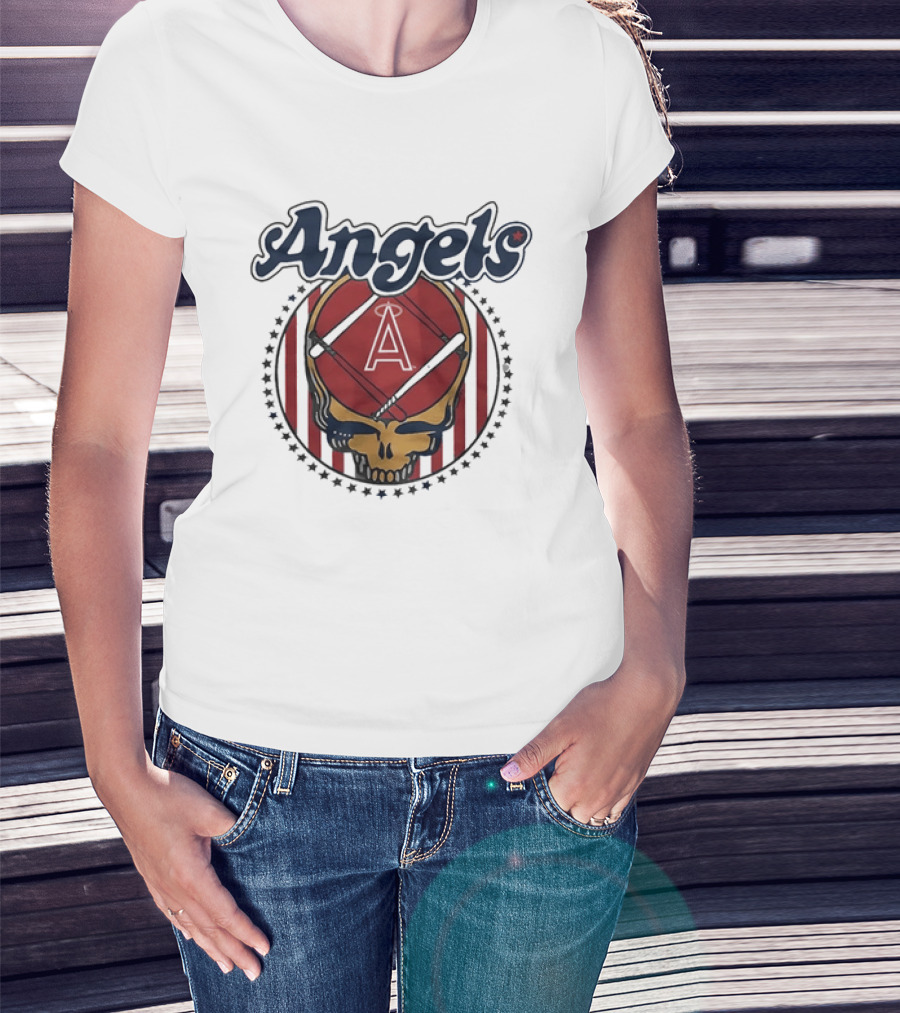 Los Angeles Angels Grateful Dead Steal Your Face Baseball Angels Skull T-Shirt