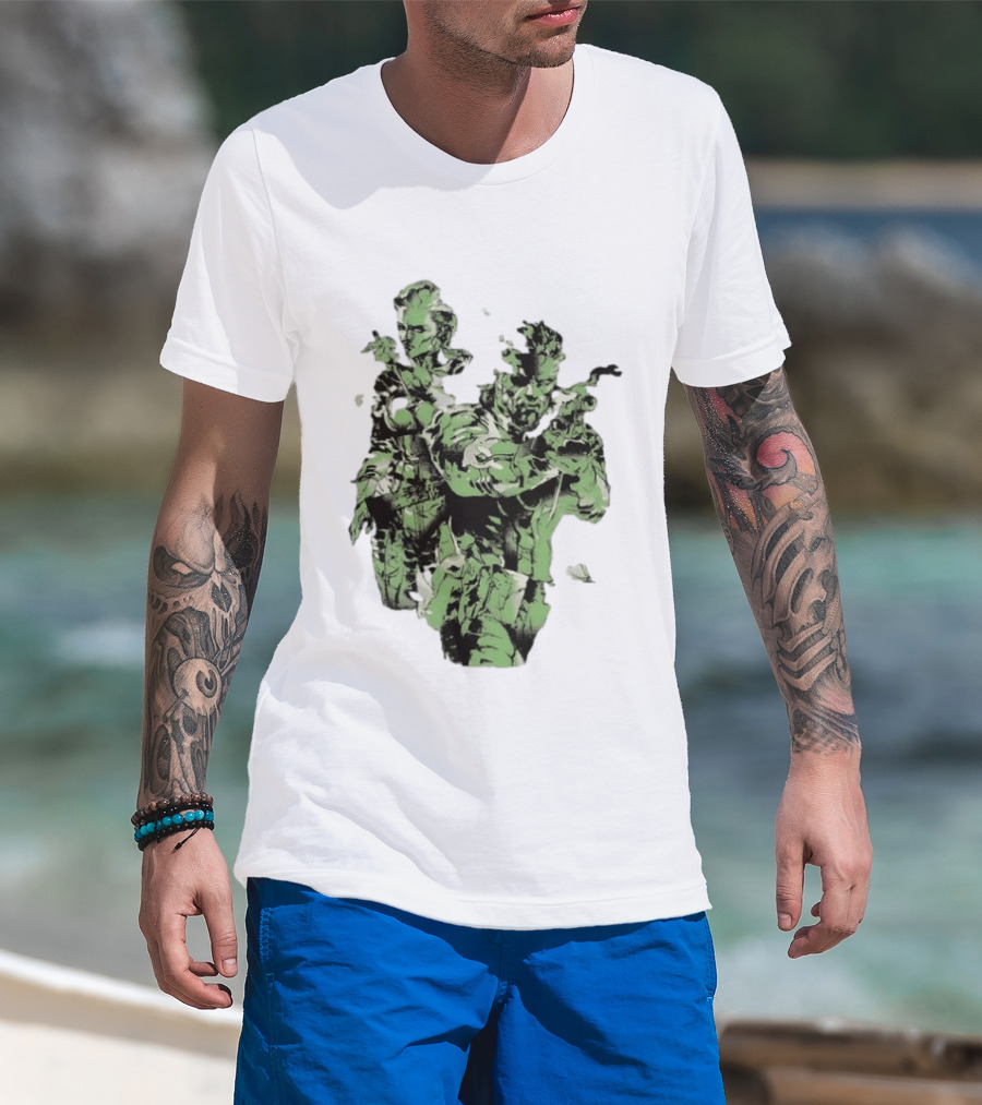 Naked Snake And The Boss Metal Solid 3 Snake Eater Iconic Duo Camouflage T-Shirt