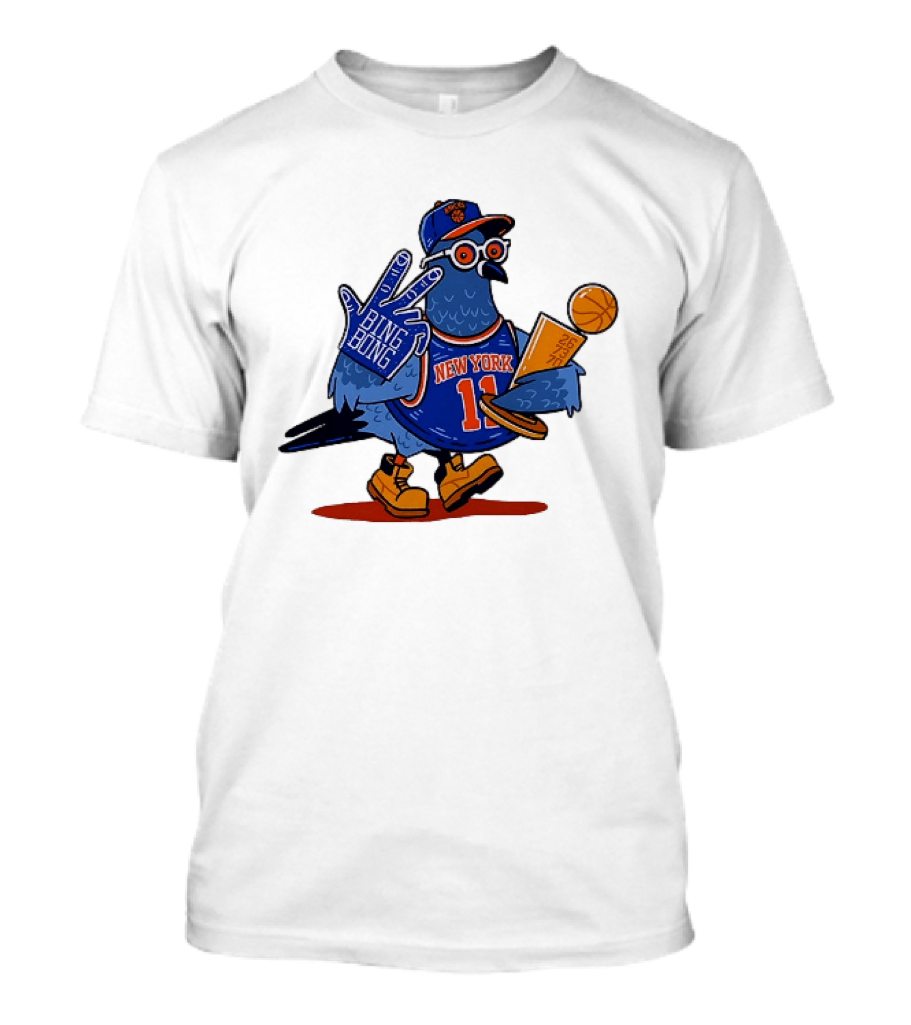 New York Knicks NBA Pigeon Bing Bong 26 73 70 Trophy T-Shirt