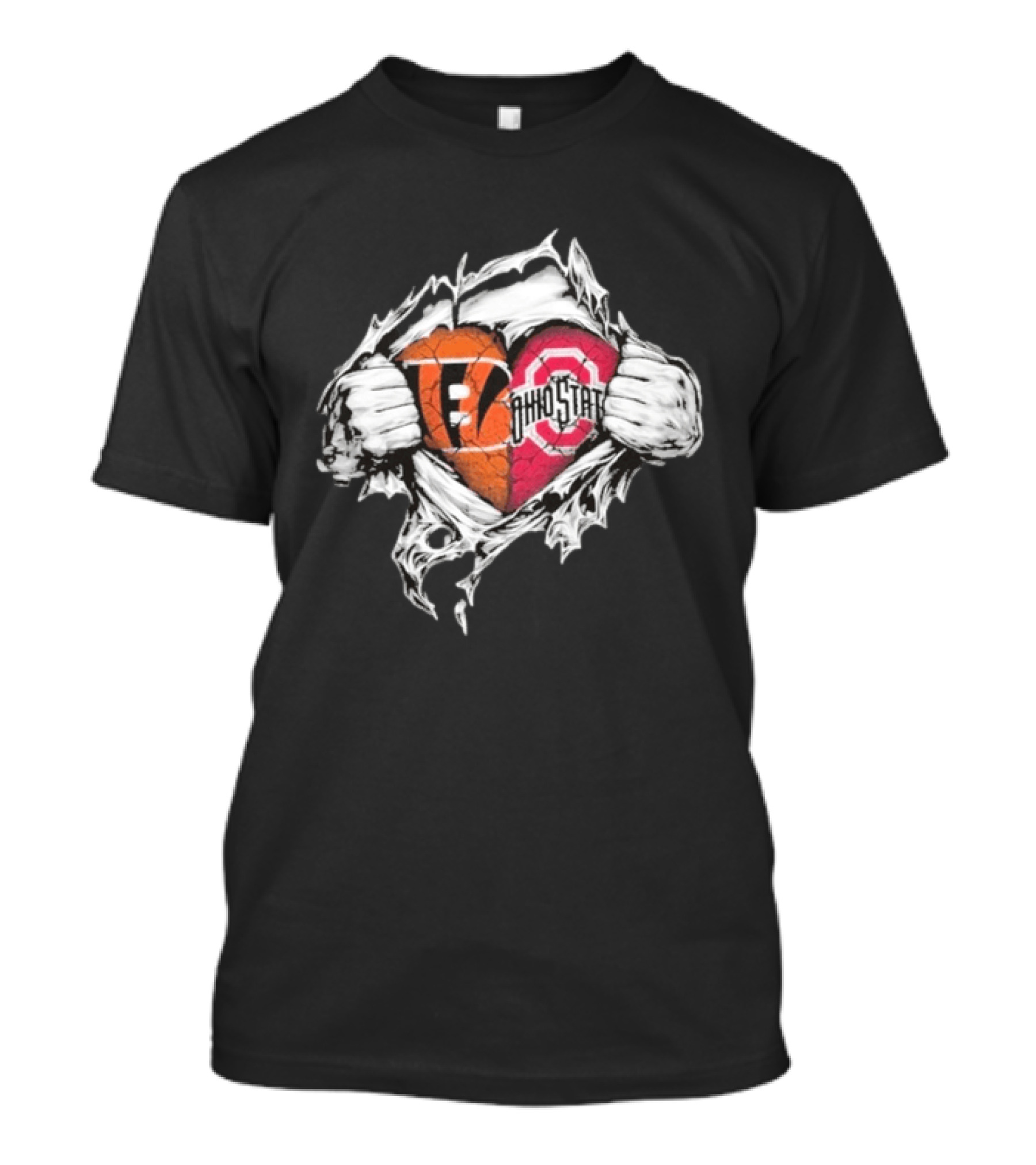 Bengals Ohio State Buckeyes Heart Tear T-Shirt