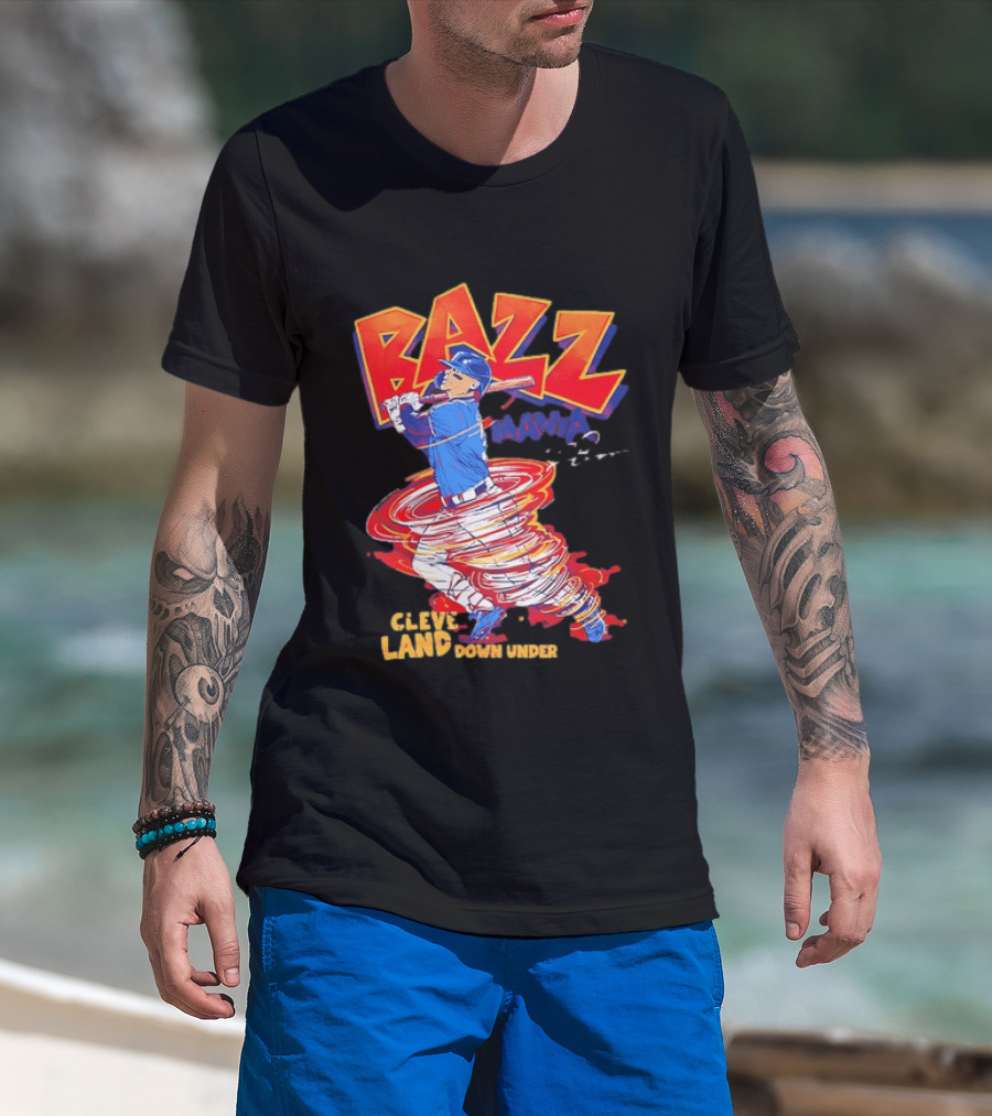 Bazz Mania Cleveland Down Under Travis Bazzana Batting Baseball T-Shirt