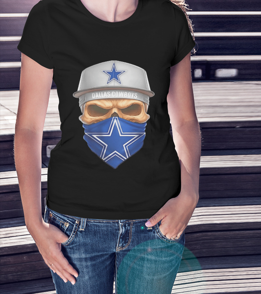 Dallas Cowboys Skull Bandana Cap Men Star T-Shirt