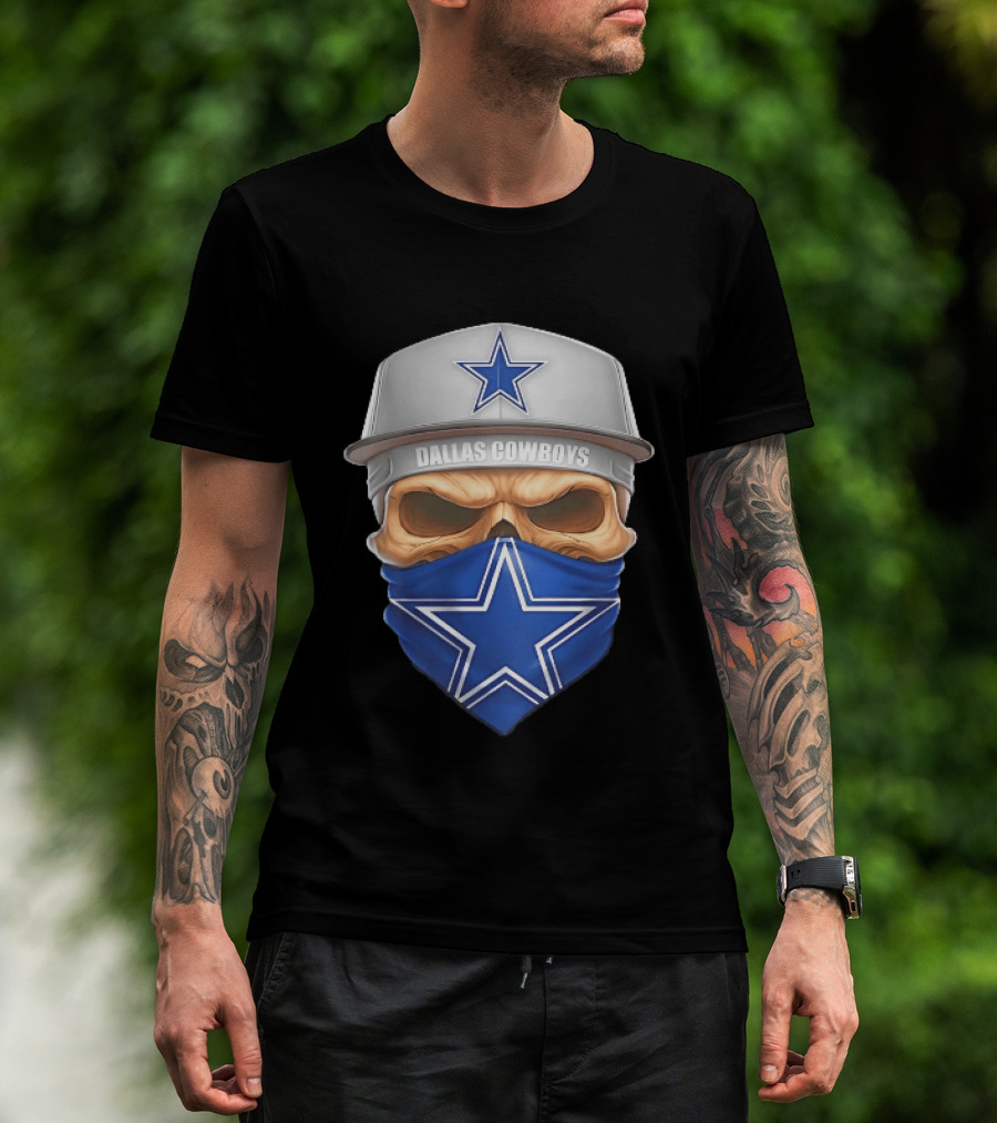 Dallas Cowboys Skull Bandana Cap Men Star T-Shirt