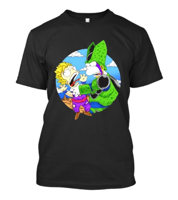 Gohan Cell Dragon Ball Z Bart Homer Simpson Mashup Clash T-Shirt