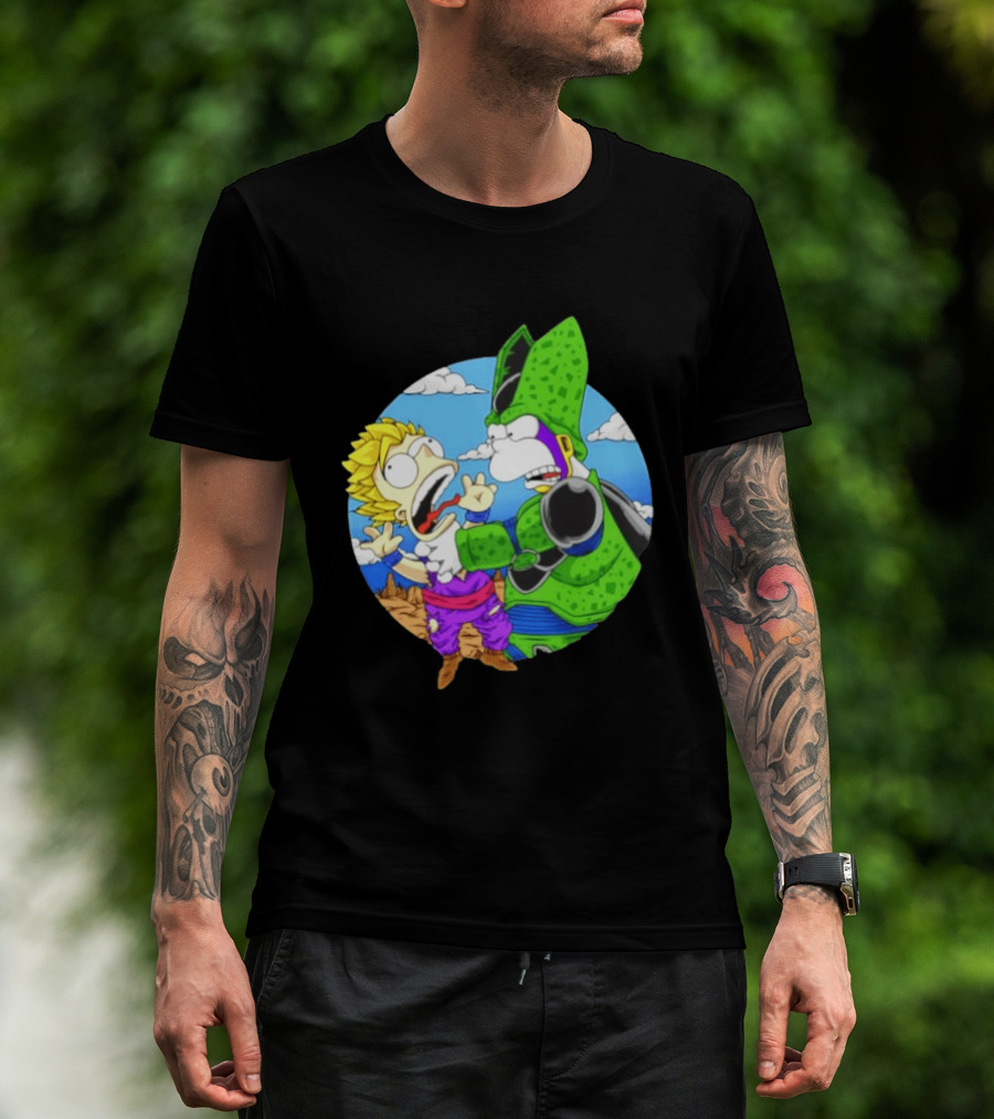 Gohan Cell Dragon Ball Z Bart Homer Simpson Mashup Clash T-Shirt