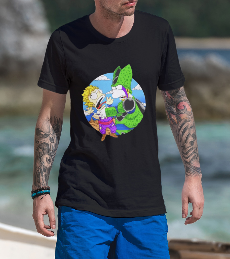 Gohan Cell Dragon Ball Z Bart Homer Simpson Mashup Clash T-Shirt