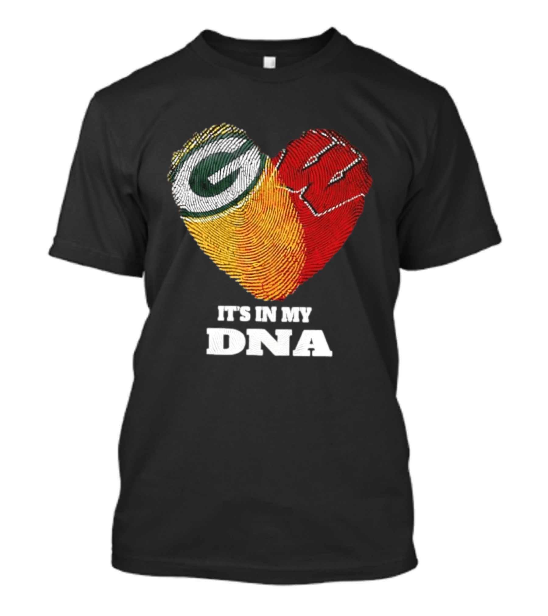 Green Bay Packers It's In My DNA Heart Fingerprint T-Shirt