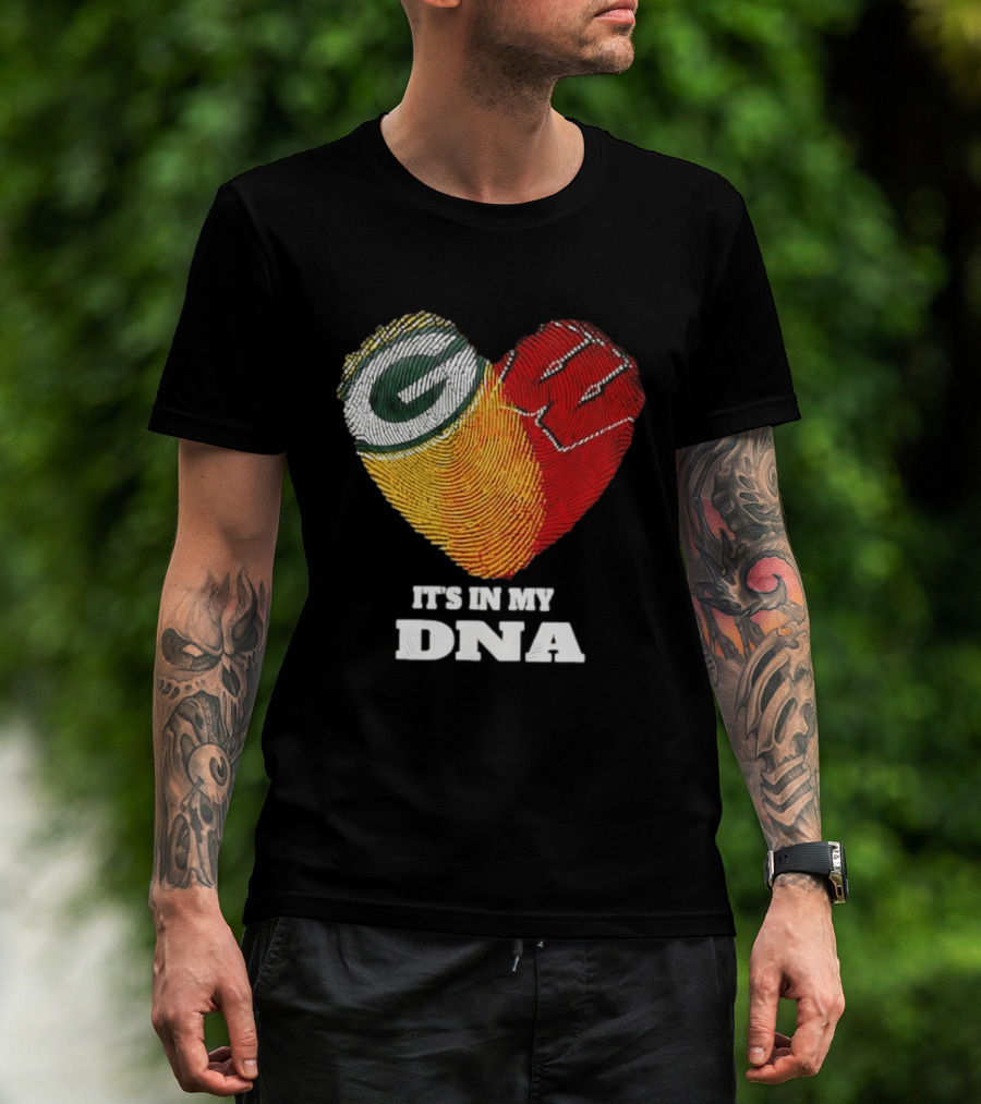 Green Bay Packers It's In My DNA Heart Fingerprint T-Shirt