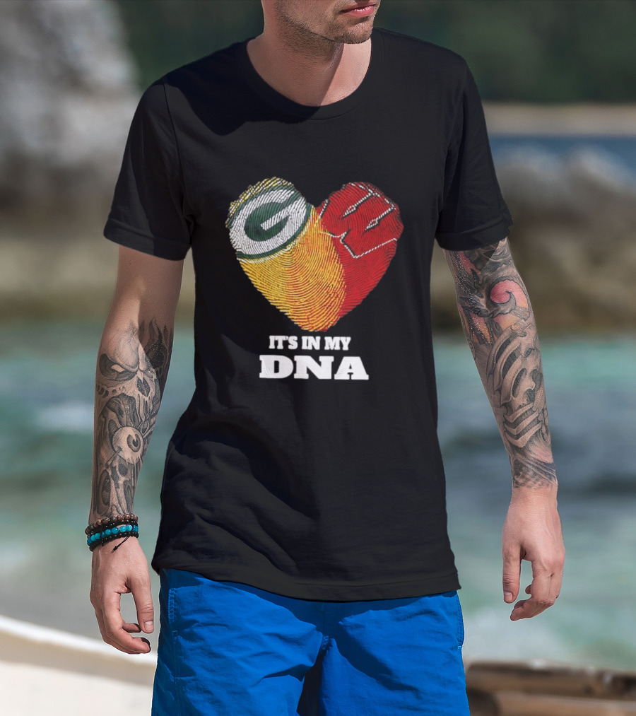 Green Bay Packers It's In My DNA Heart Fingerprint T-Shirt