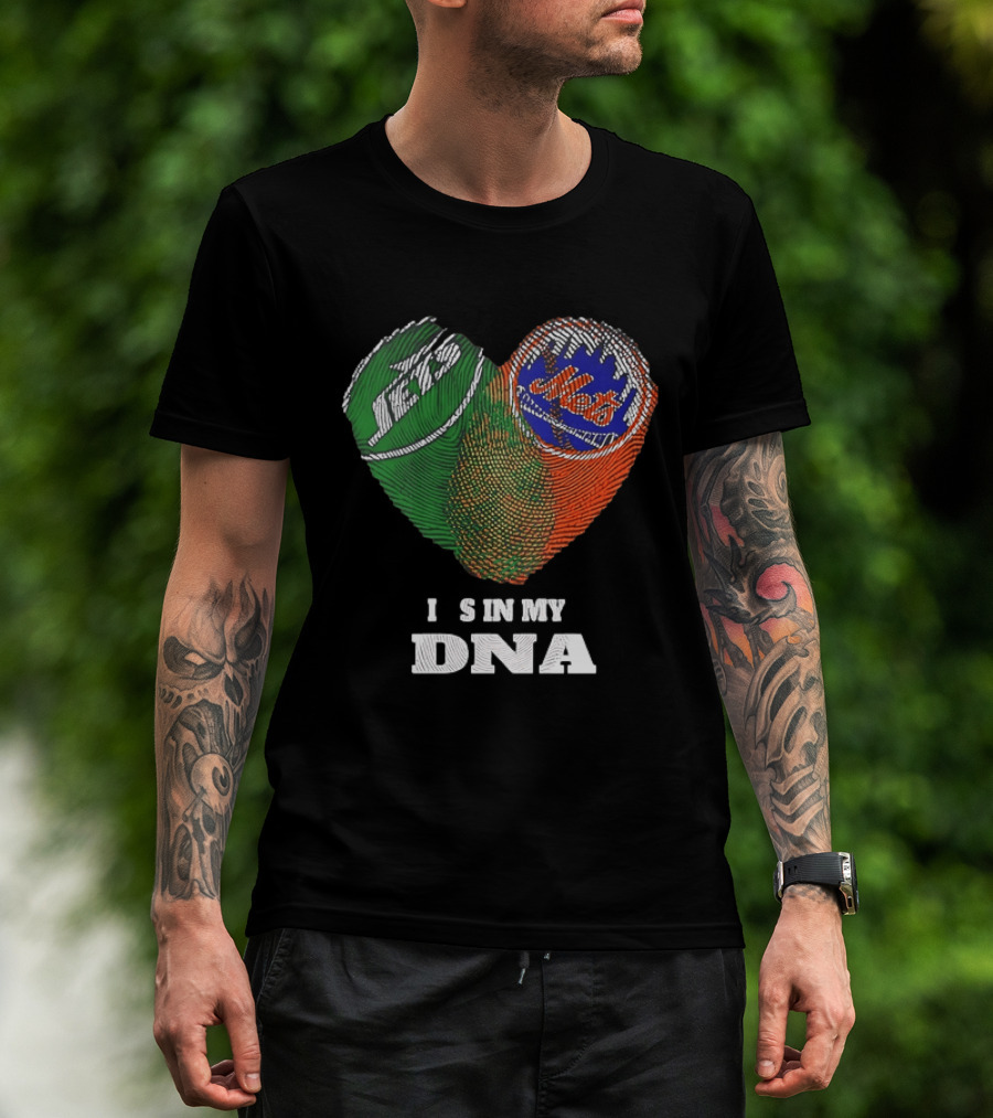 New York Jets Mets Heart Fingerprint It Is In My DNA T-Shirt