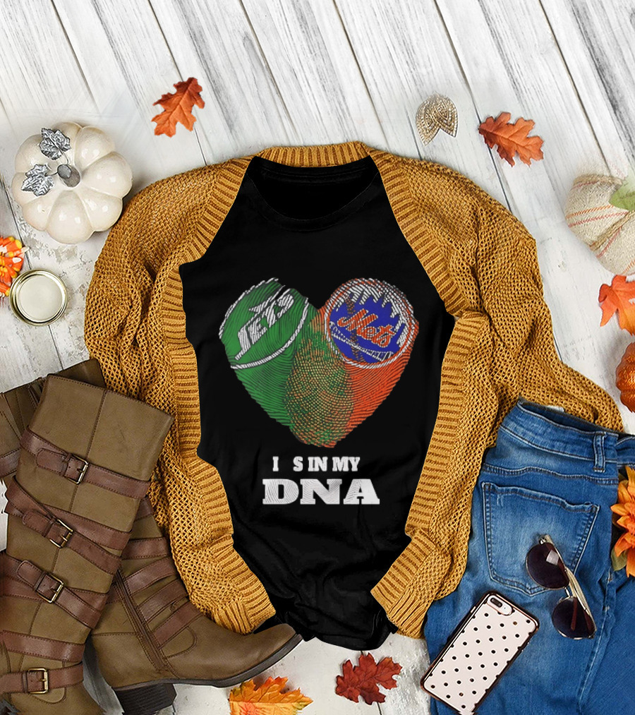 New York Jets Mets Heart Fingerprint It Is In My DNA T-Shirt