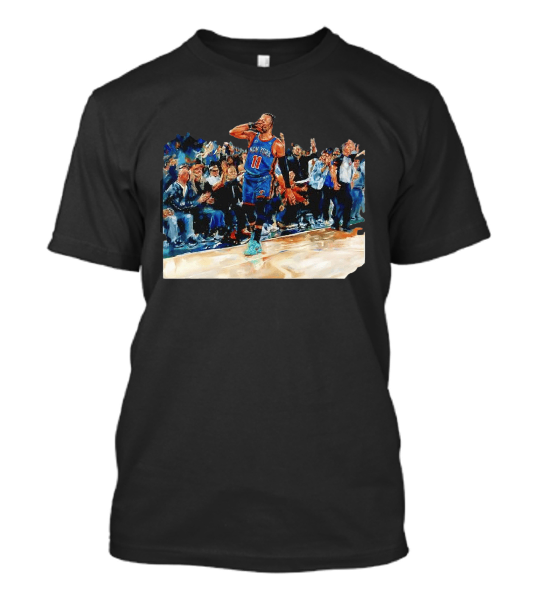 Jalen Brunson New York Knicks NBA Oil Painting Player In Action T-Shirt