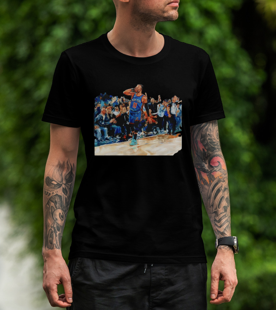 Jalen Brunson New York Knicks NBA Oil Painting Player In Action T-Shirt