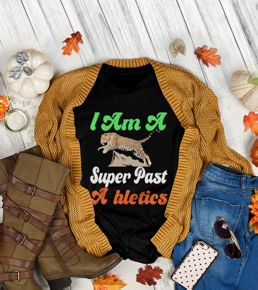 I Am A Super Past Athletics Leopard Running T-Shirt