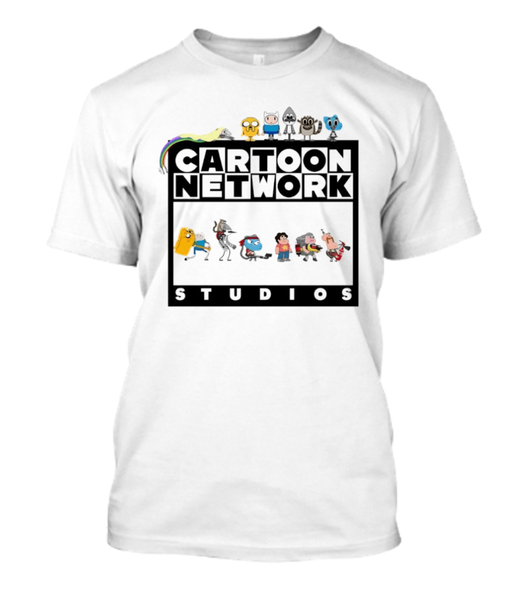 Cartoon Network Studios Finn Jake Mordecai Rigby Gumball Steven Clarence Uncle Character Collage T-Shirt