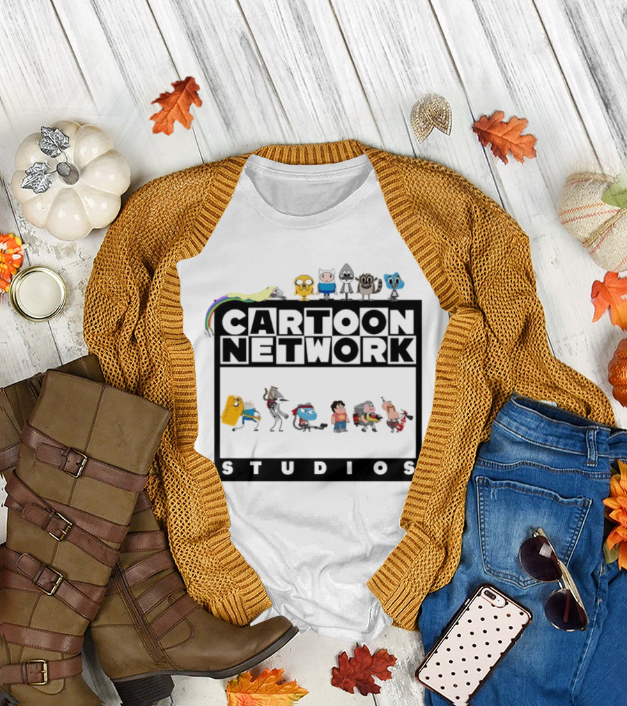 Cartoon Network Studios Finn Jake Mordecai Rigby Gumball Steven Clarence Uncle Character Collage T-Shirt