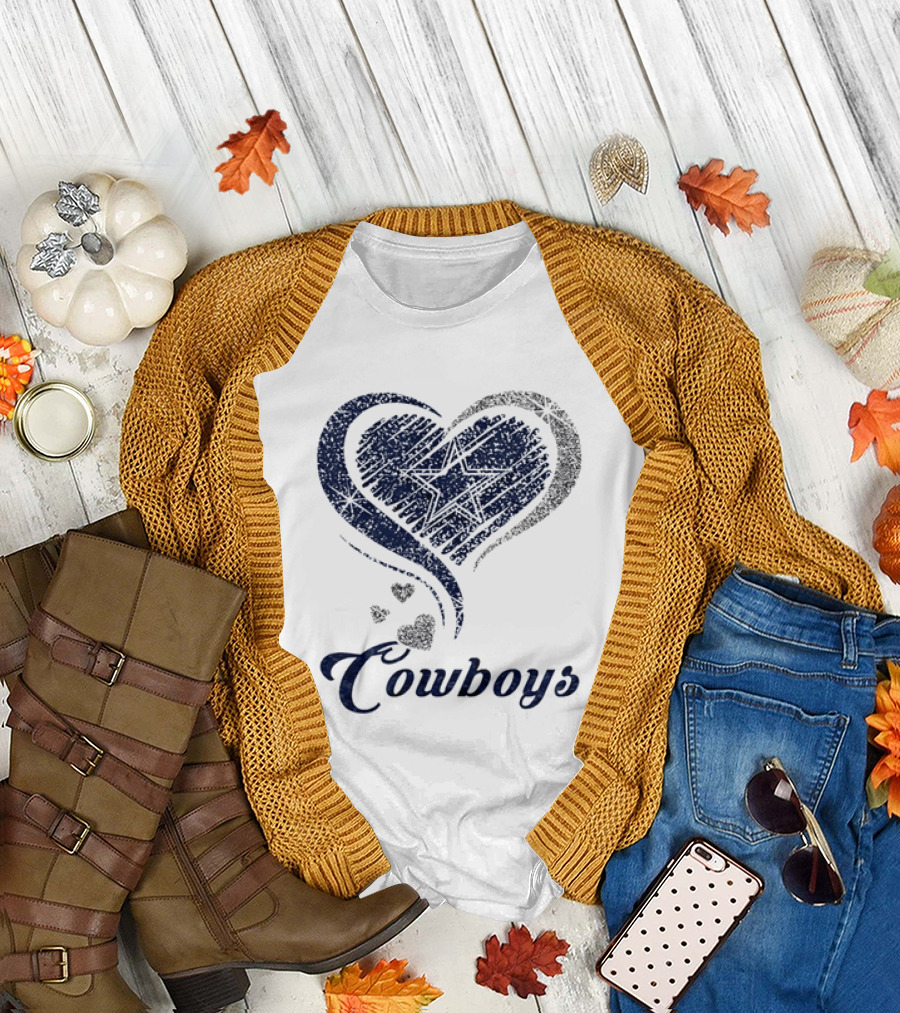 Dallas Cowboys Heart Glitter T-Shirt