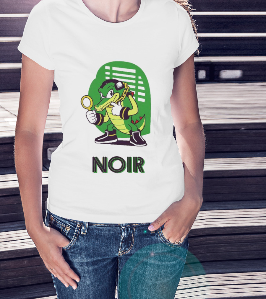 Vector The Crocodile Chaotix Detective Agency Noir Magnifying Glass Image T-Shirt