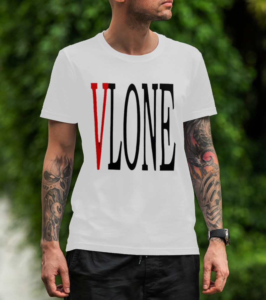 Vlone Logo Red V Black Font Streetwear Fashion T-Shirt