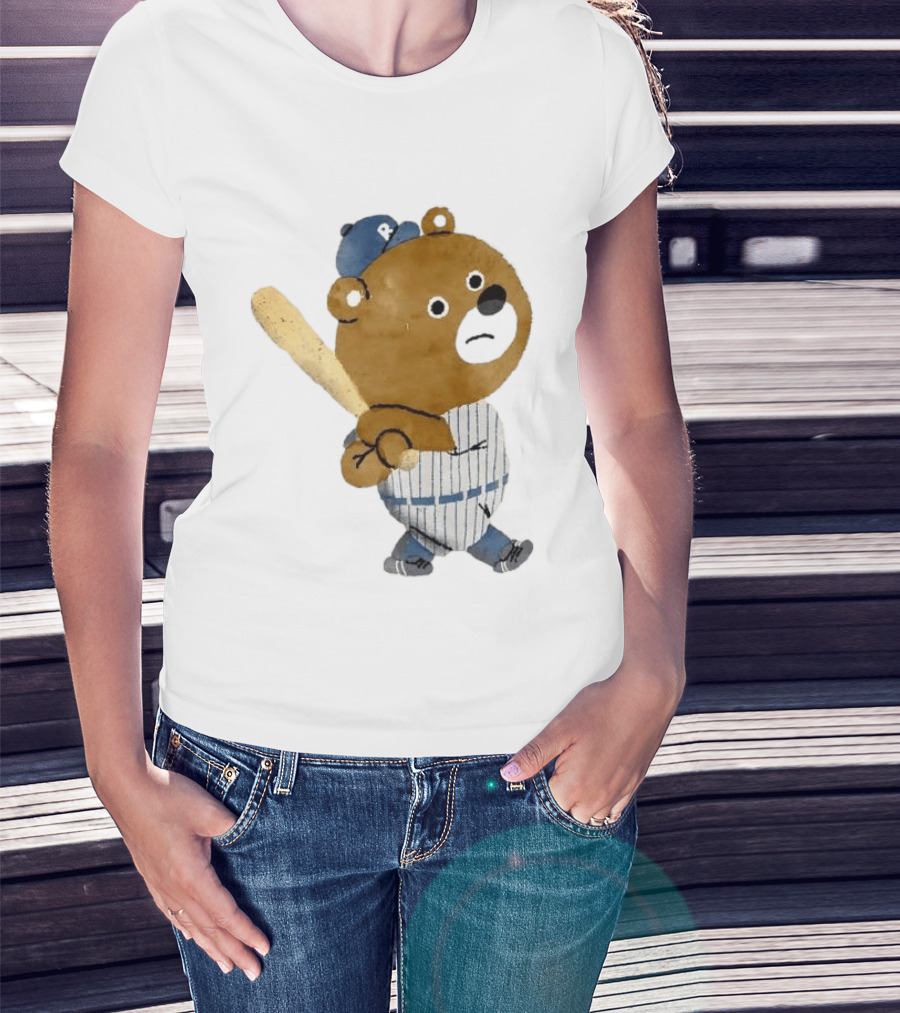 Kuma Bear Takuto Nakagawa Baseball Player Character In Striped Uniform T-Shirt