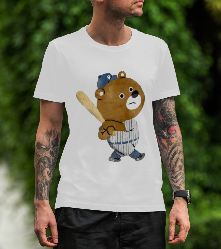 Kuma Bear Takuto Nakagawa Baseball Player Character In Striped Uniform T-Shirt