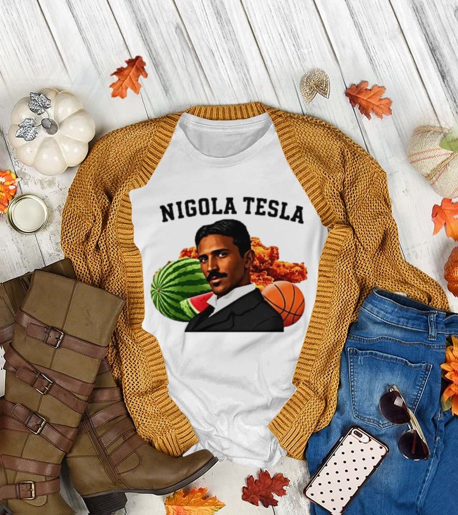 Nigola Tesla Watermelon Fried Chicken Basketball Fusion T-Shirt