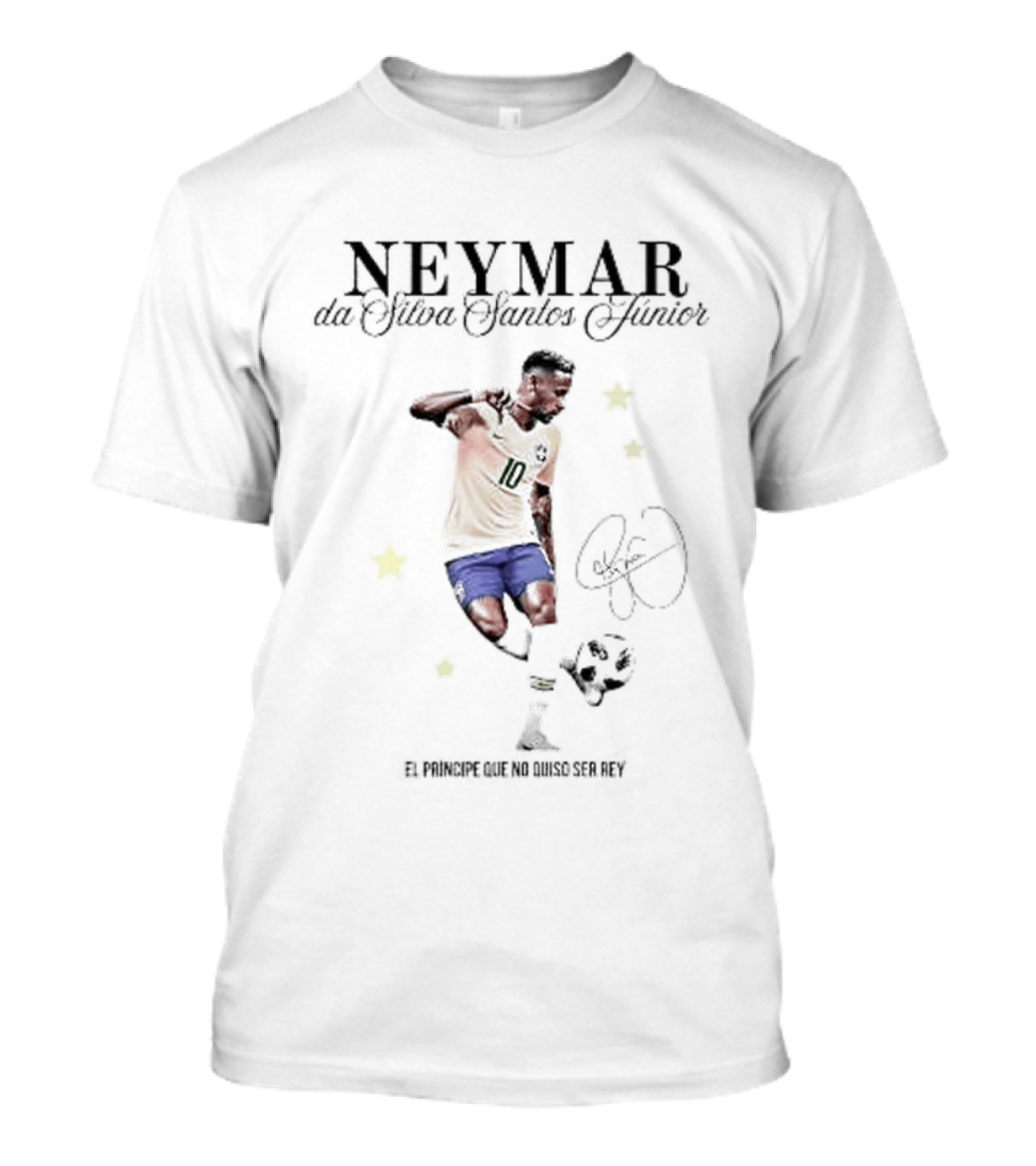 Neymar Da Silva Santos Junior Brazil National Soccer Icon Number 10 Yellow Jersey T-Shirt