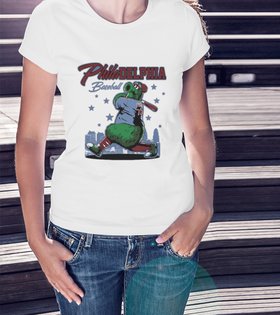 Phillie Phanatic Philadelphia Baseball Phillies MLB Skyline Stars T-Shirt