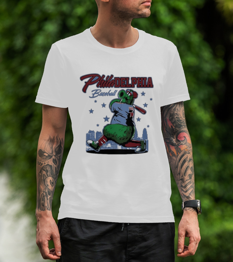 Phillie Phanatic Philadelphia Baseball Phillies MLB Skyline Stars T-Shirt