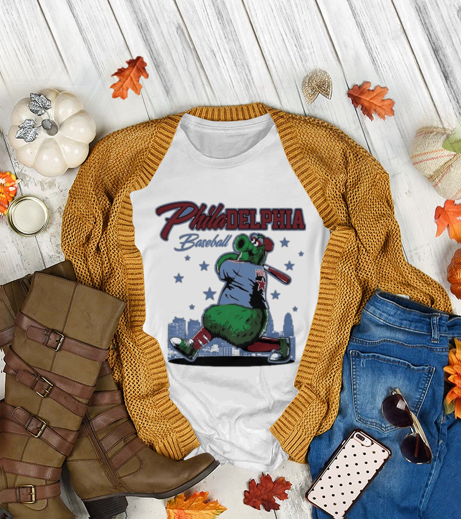 Phillie Phanatic Philadelphia Baseball Phillies MLB Skyline Stars T-Shirt