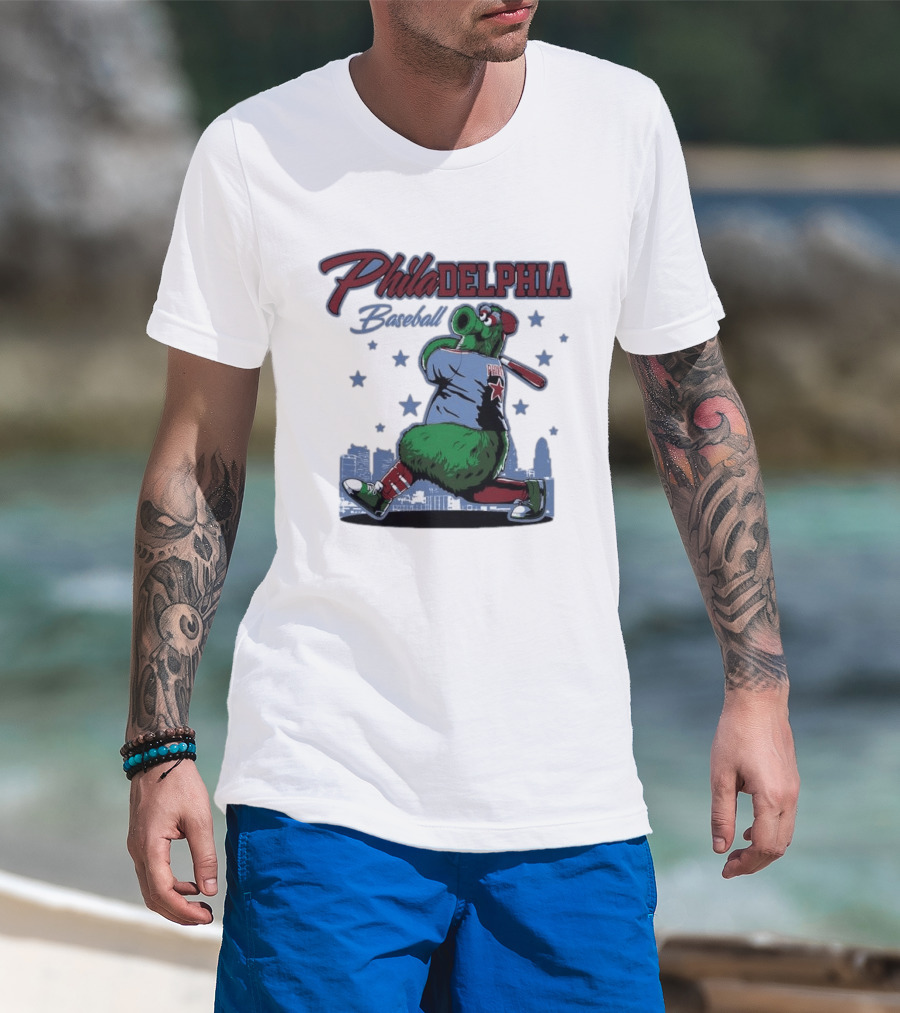 Phillie Phanatic Philadelphia Baseball Phillies MLB Skyline Stars T-Shirt