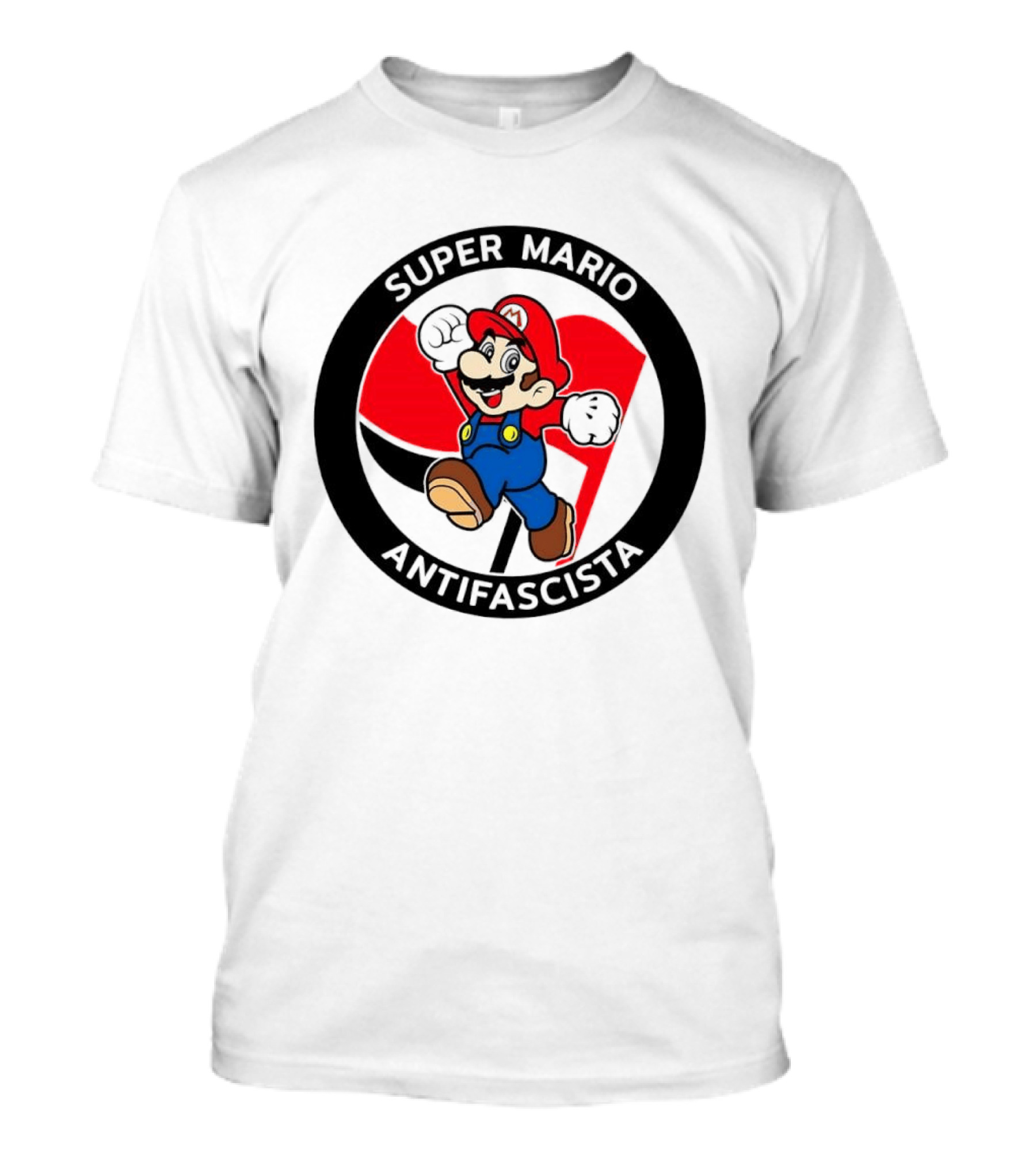 Super Mario Antifascista Red Black Flag Icon Protest T-Shirt