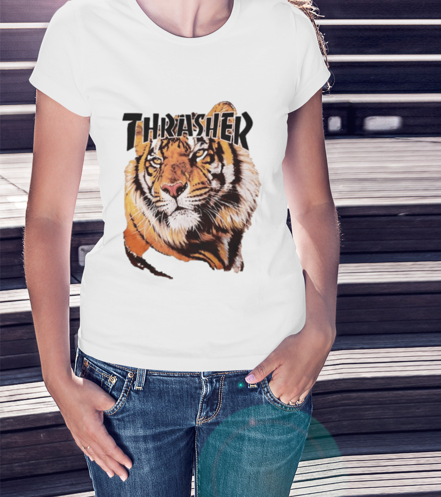 Tiger Thrasher Magazine Wildlife Nature Animal Orange Color T-Shirt