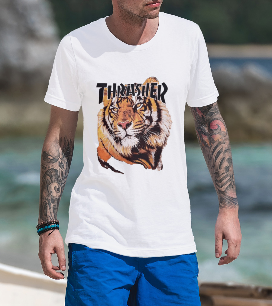 Tiger Thrasher Magazine Wildlife Nature Animal Orange Color T-Shirt