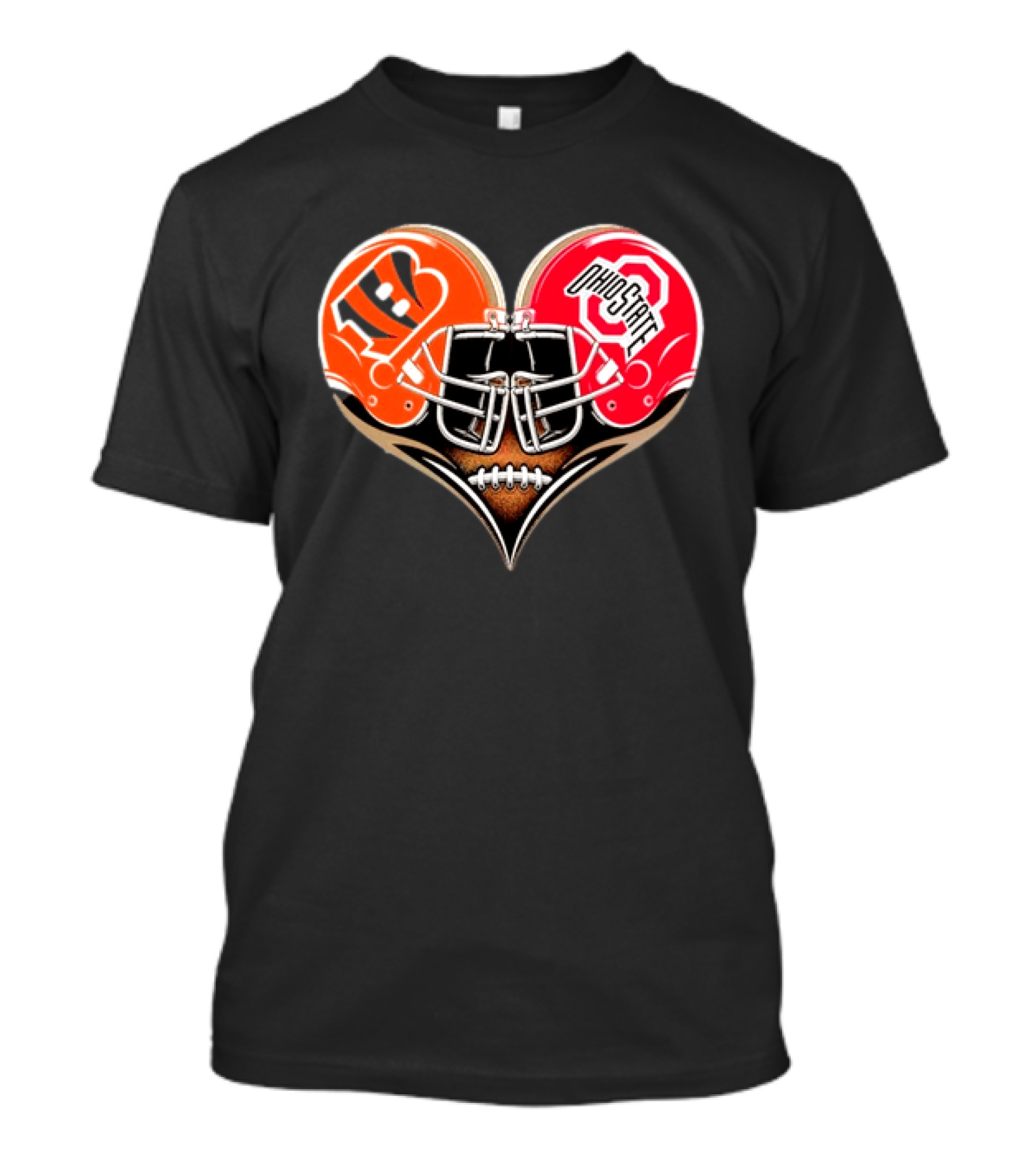Bengals Ohio State Buckeyes Heart Helmet Football Love T-Shirt