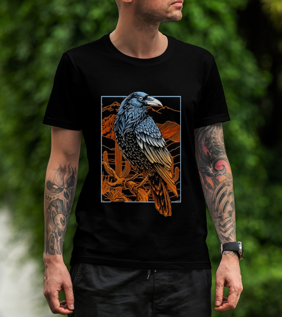 Raven In Southwest Desert Landscape Wildlife Nature Scene T-Shirt