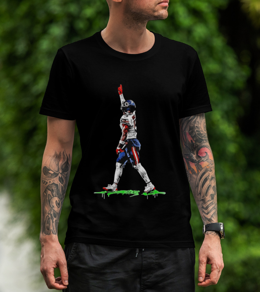 DJ Moore Chicago Bears Touchdown Celebration Action Pose Football Graffiti T-Shirt