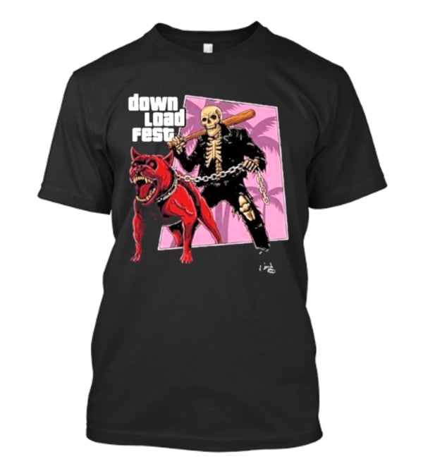 Download Fest Skeleton With Dog Baseball Bat June 2026 Grand Fest Auto GTA T-Shirt