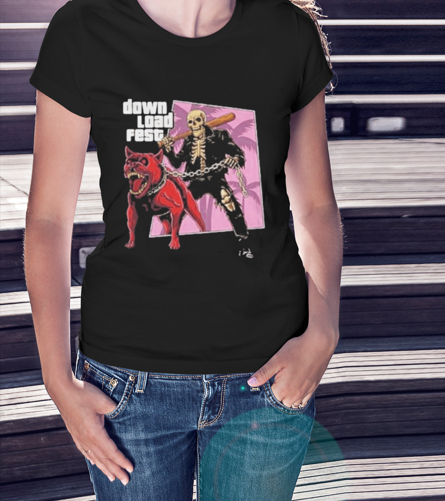 Download Fest Skeleton With Dog Baseball Bat June 2026 Grand Fest Auto GTA T-Shirt