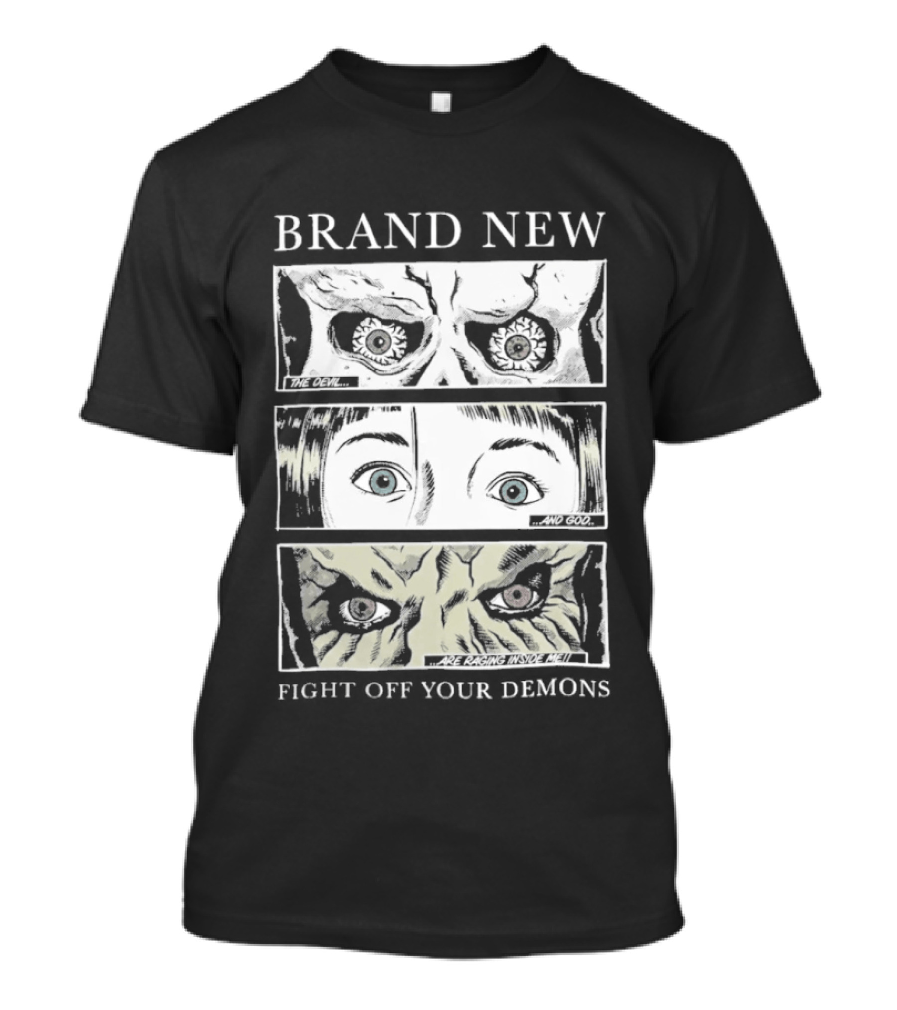 BRAND NEW Fight Off Your Demons Comic Panel Eyes T-Shirt