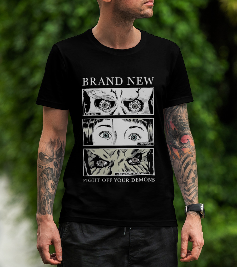 BRAND NEW Fight Off Your Demons Comic Panel Eyes T-Shirt