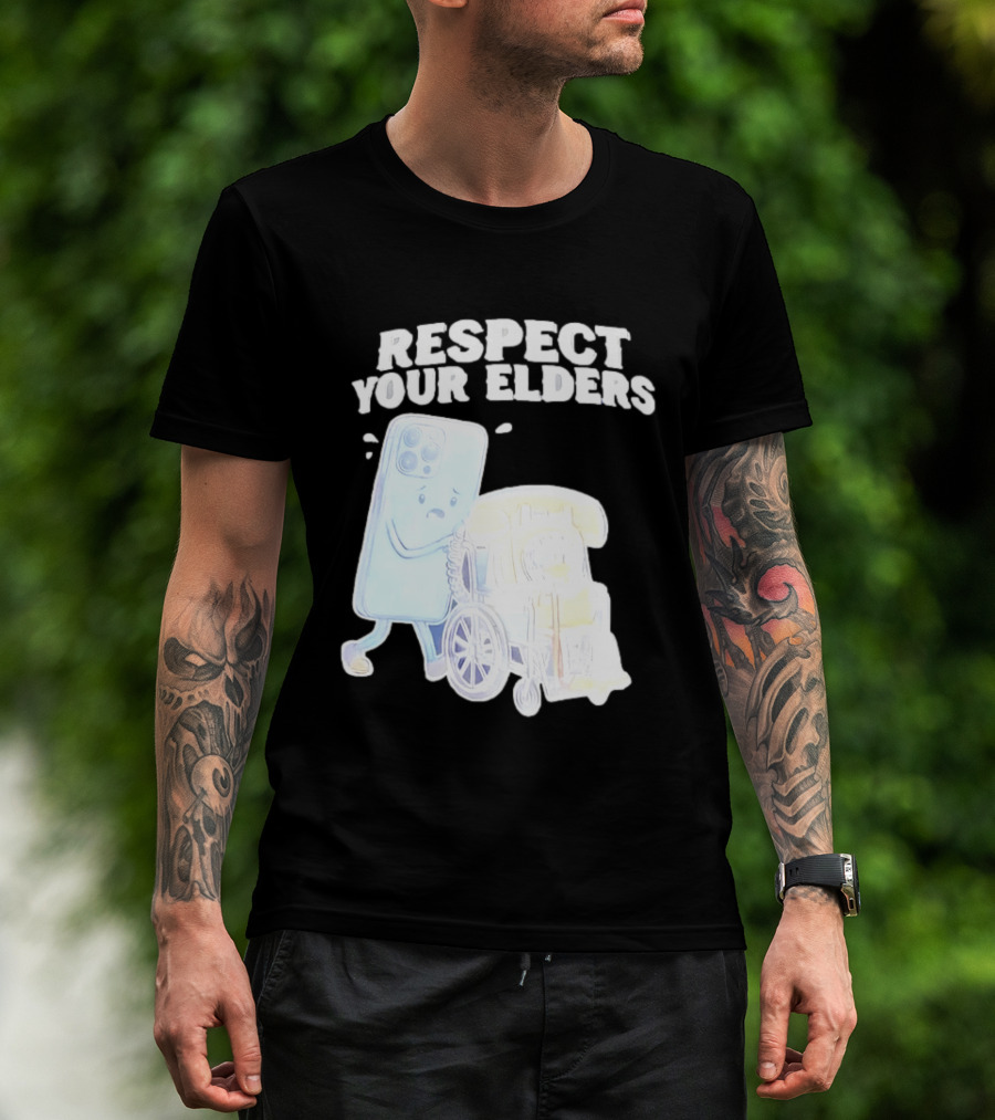 Respect Your Elders Smartphone And Vintage Telephone T-Shirt