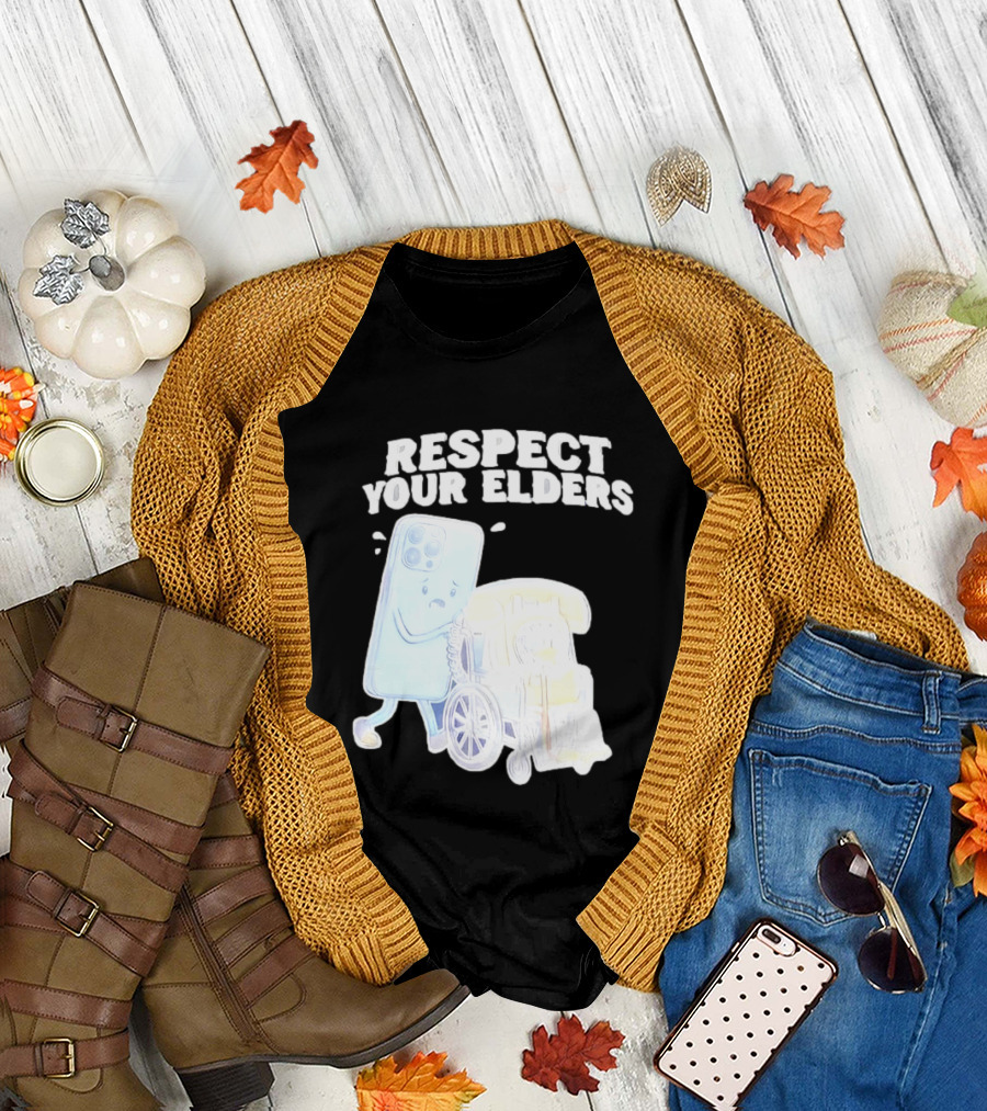 Respect Your Elders Smartphone and Vintage Telephone T-Shirt