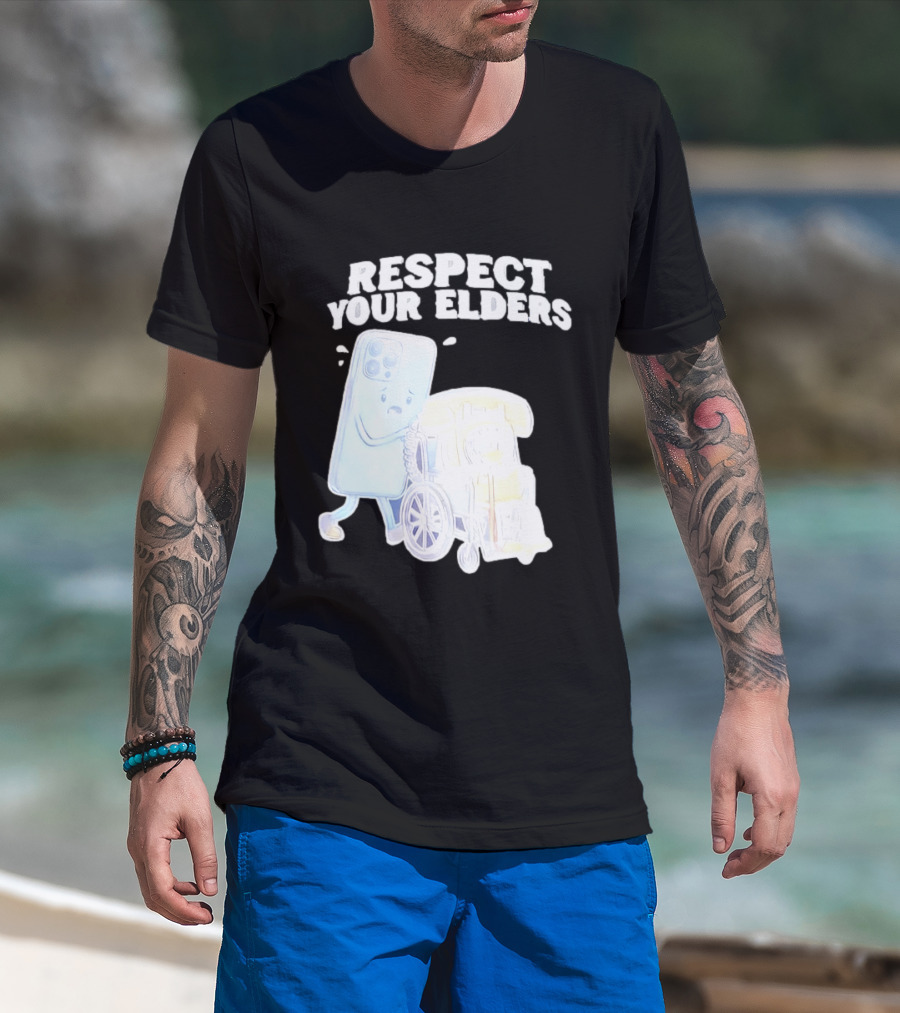 Respect Your Elders Smartphone And Vintage Telephone T-Shirt